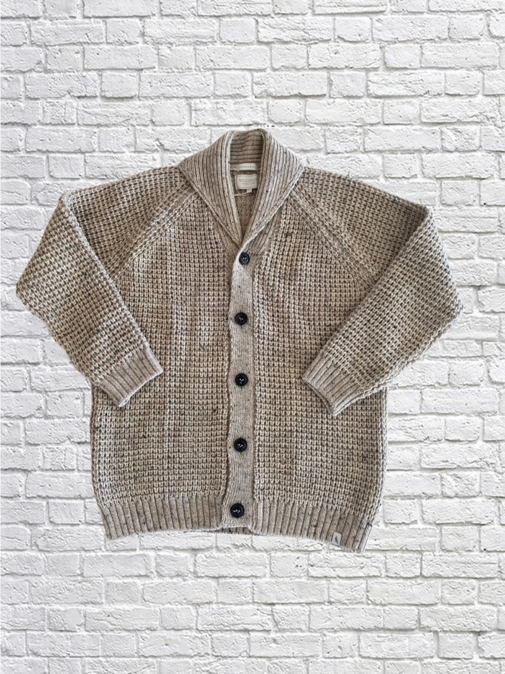 Men's Shawl Collar Cardigan Sweater in Light Beige